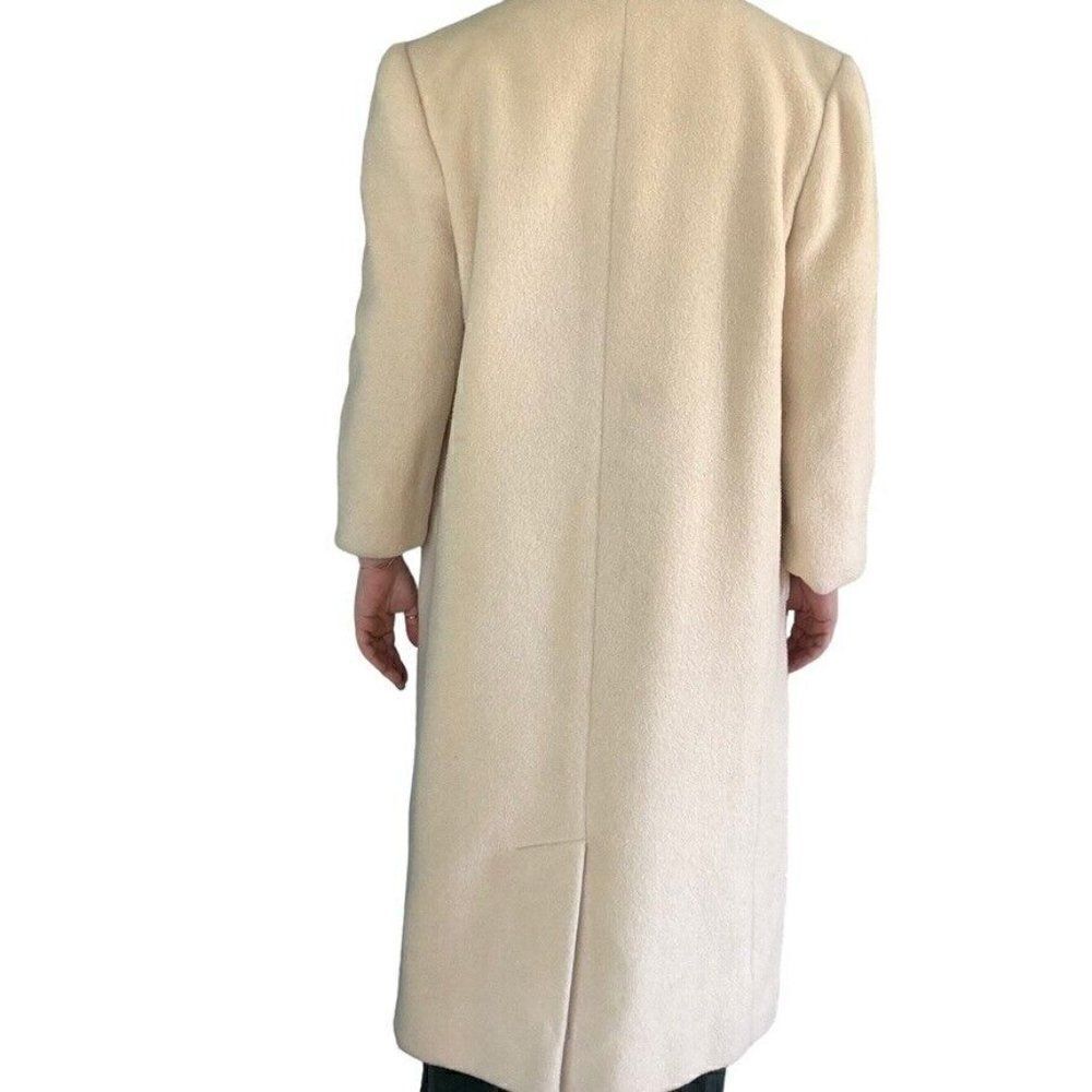 Vintage 1980s Christian Dior White Wool Double Breasted Retro Trench Coat Sz M - Picture 8 of 11